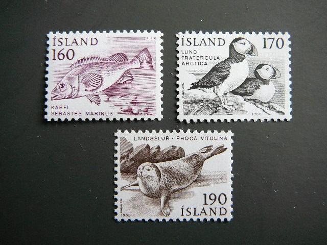 Islandija 1980 Pauksciai Zuvis Ruonis svarus MNH #