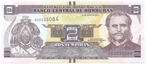 Hondūras. 2 lempyros ( 2014 ) UNC