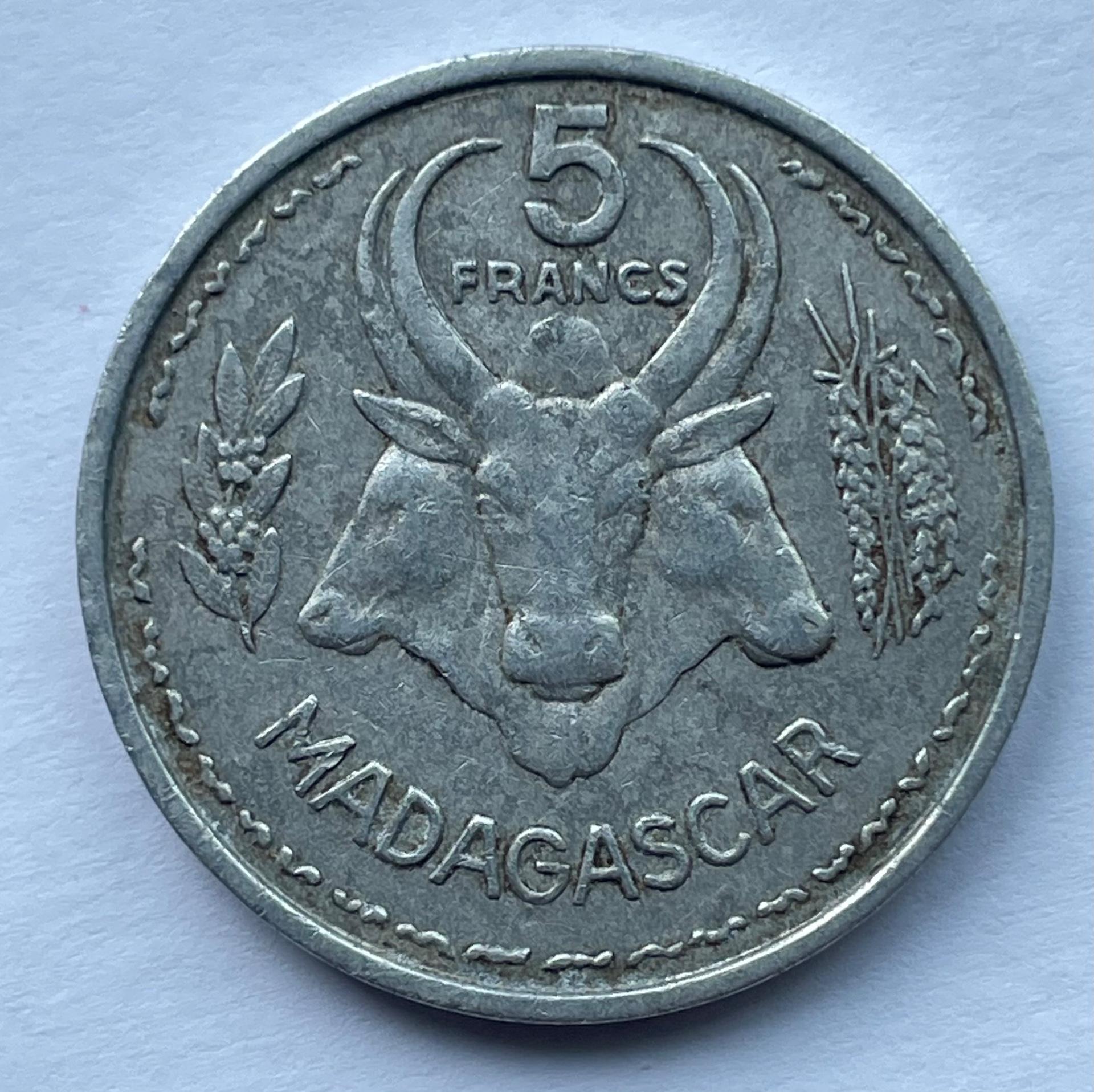 Madagaskaras 5 frankai 1953