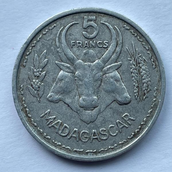 Madagaskaras 5 frankai 1953