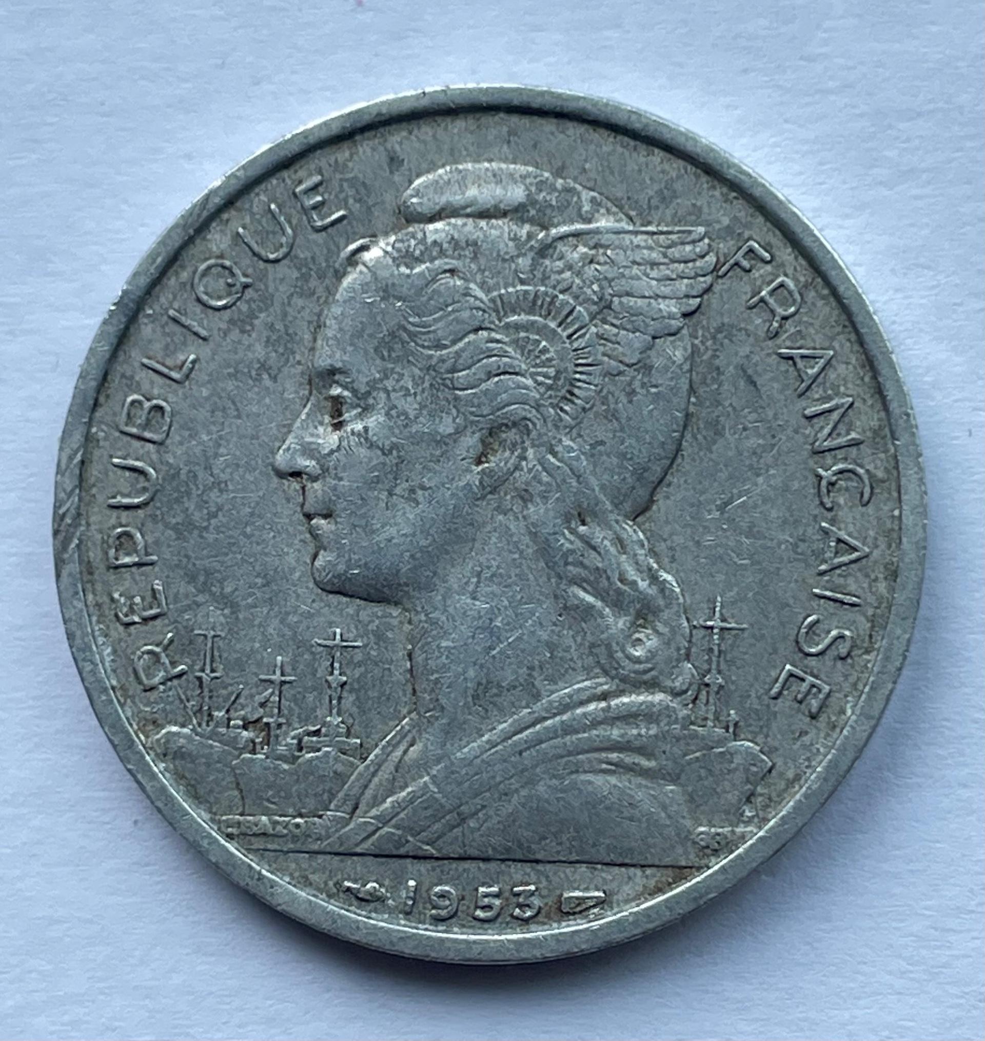 Madagaskaras 5 frankai 1953