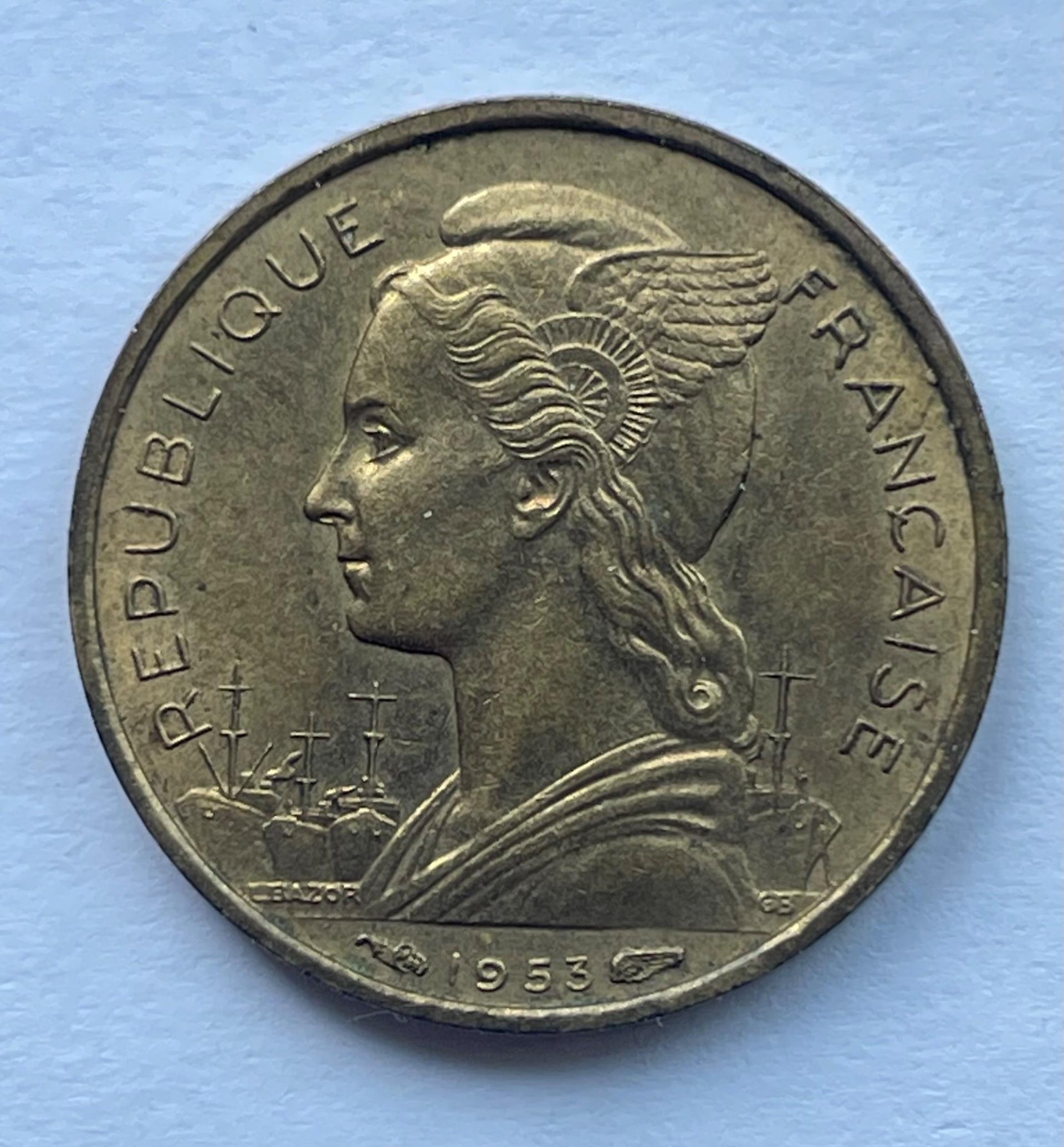 Madagaskaras 10 frankų 1953