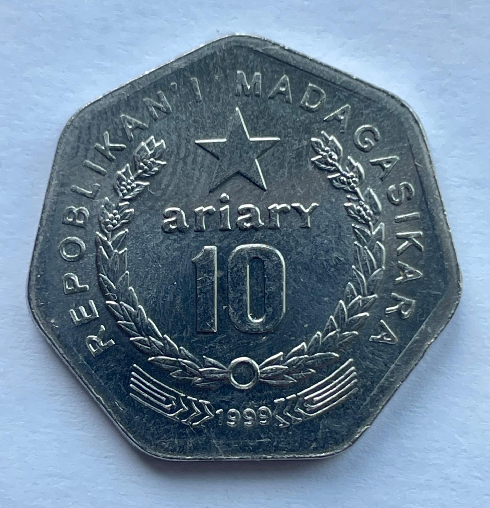 Madagaskaras 10 ariary 1999
