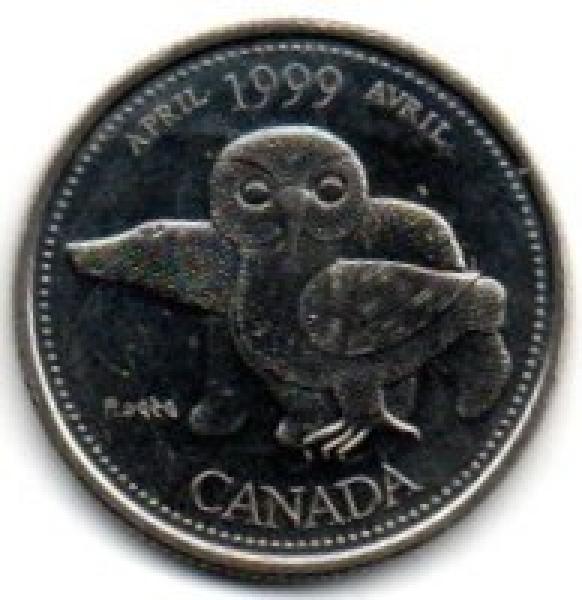 Kanada. 25 centai ( Balandis ) ( 1999 ) AU