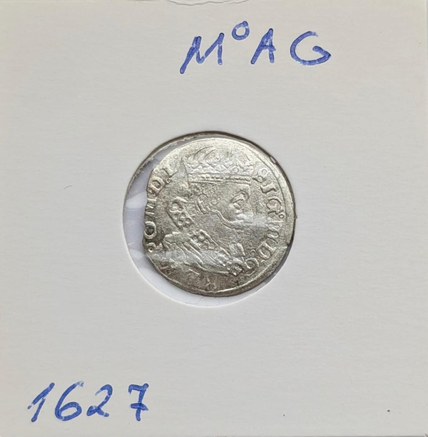 Neaprašytas Žygimanto Vazos 1627 grašis M.AG