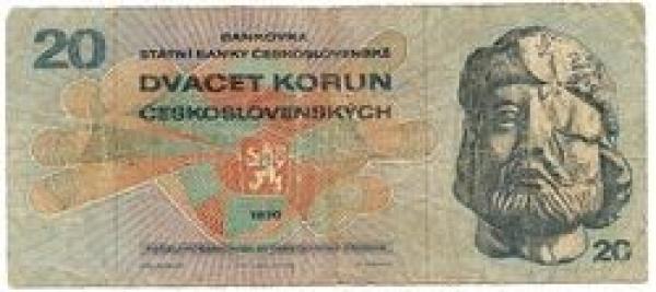 Čekoslovakija. 20 kronų ( 1970 ) VF