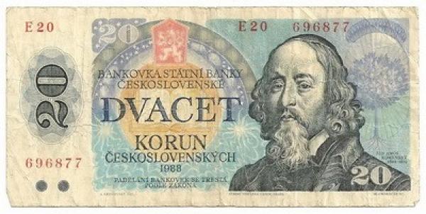 Čekoslovakija. 20 kronų ( 1988 ) VF