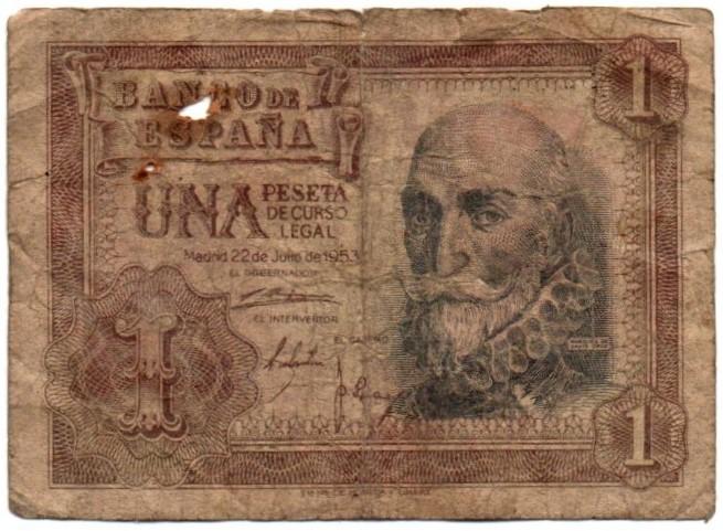 Ispanija. 1 peseta ( 1953 )  VG