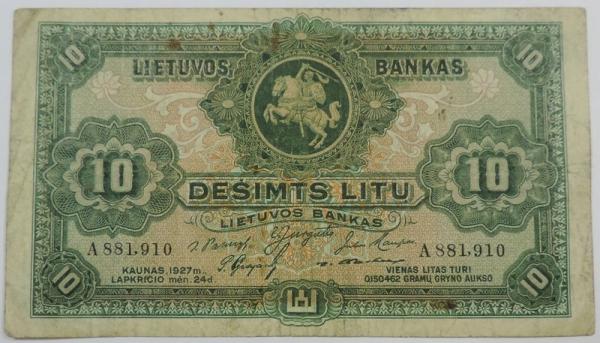 10 litų 1927 m.