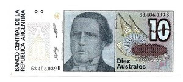 Argentina. 10 australių ( 1985 - 1989 ) UNC