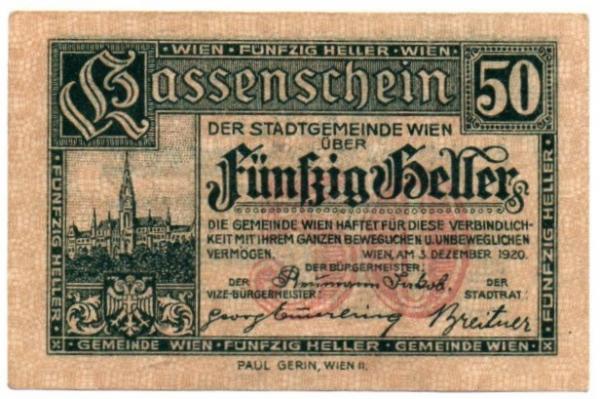 Viena. 50 halerių ( 1920 ) XF