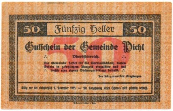 Aukštutinė Austrija. 50 halerių ( 1921 ) XF