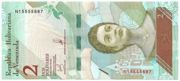 Venesuela. 2 bolivarai ( 2018 ) UNC
