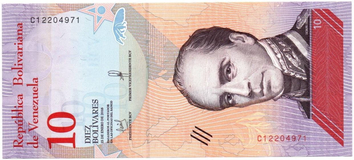 Venesuela. 10 bolivarų ( 2018 ) UNC