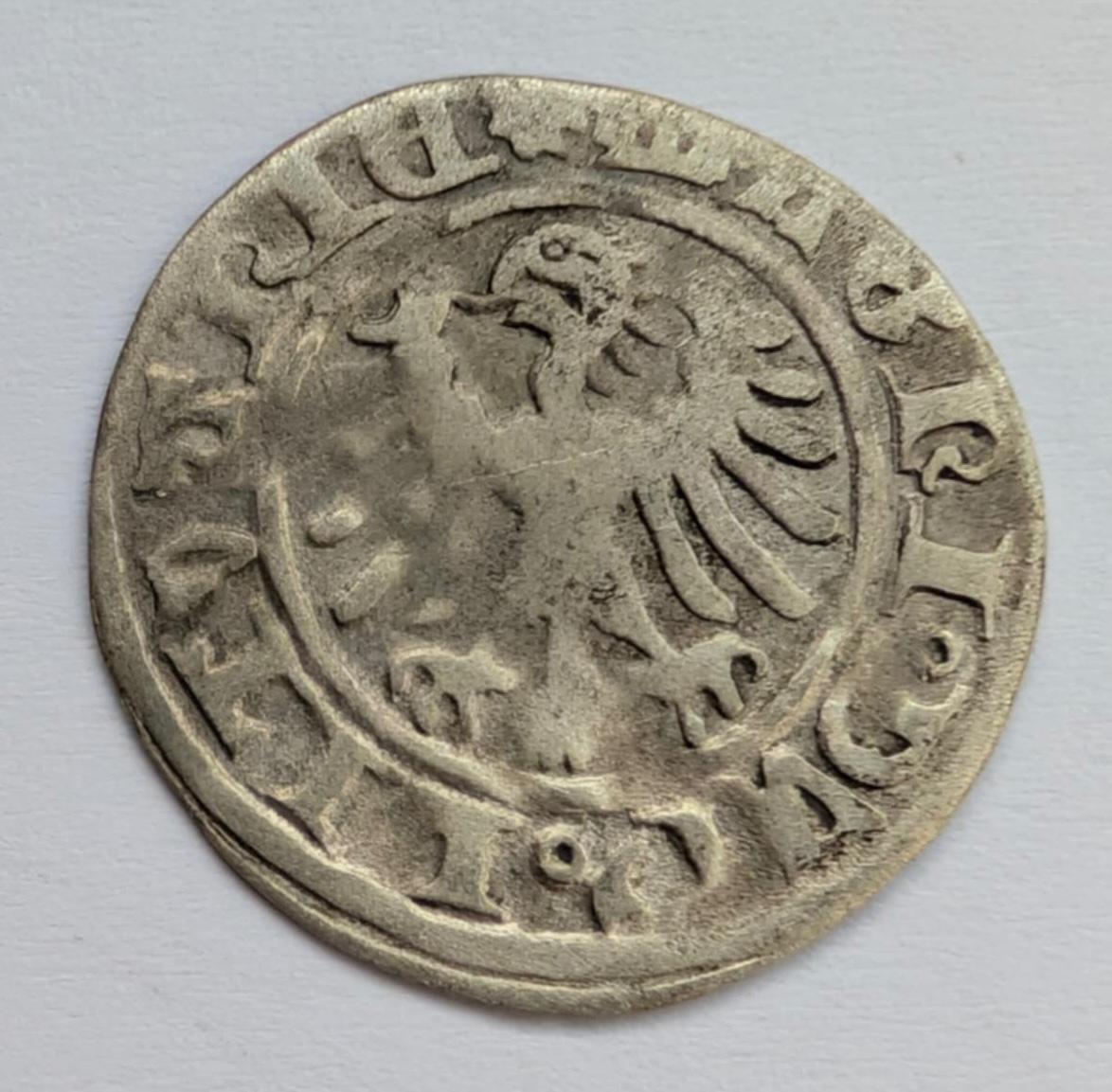 Labai retas Aleksandro Jogailaičio ren/got pusgrašius 