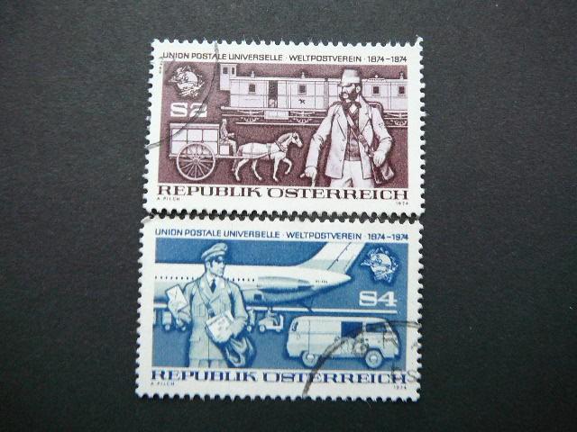 Austrija 1974 1466/7 Lektuvai Automobiliai antsp. #