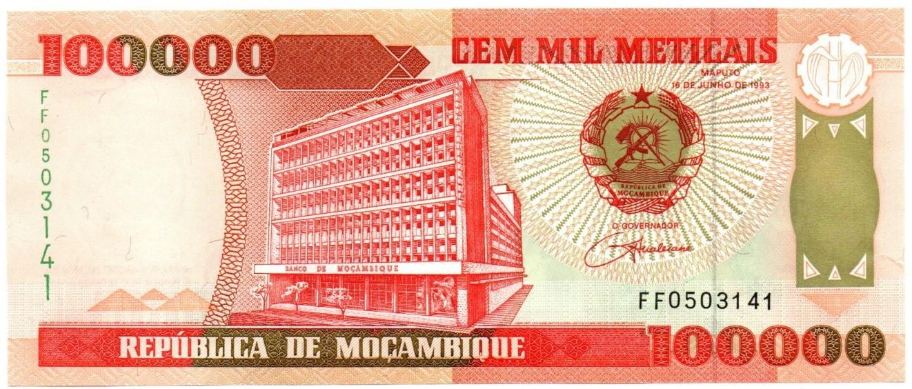 Mozambikas. 100000 metikalių (1993 ) AU