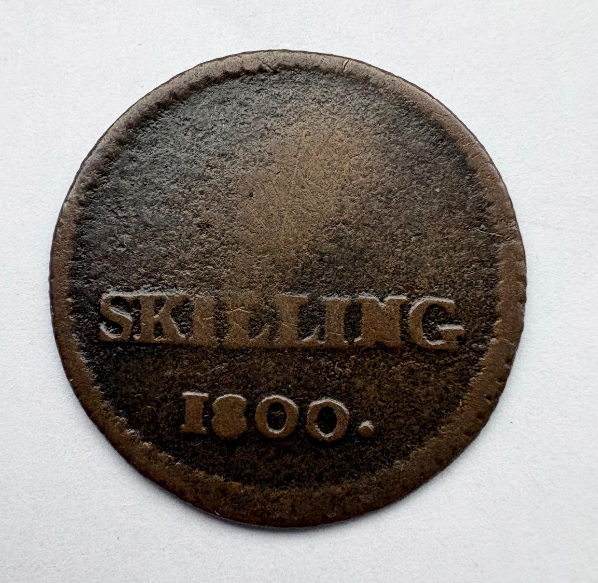 Švedija 1/4 skilling 1800