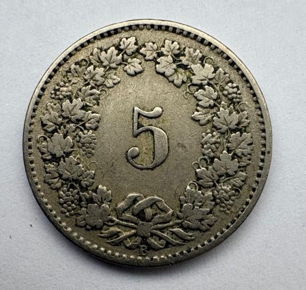 Šveicarija 5 rapen 1880