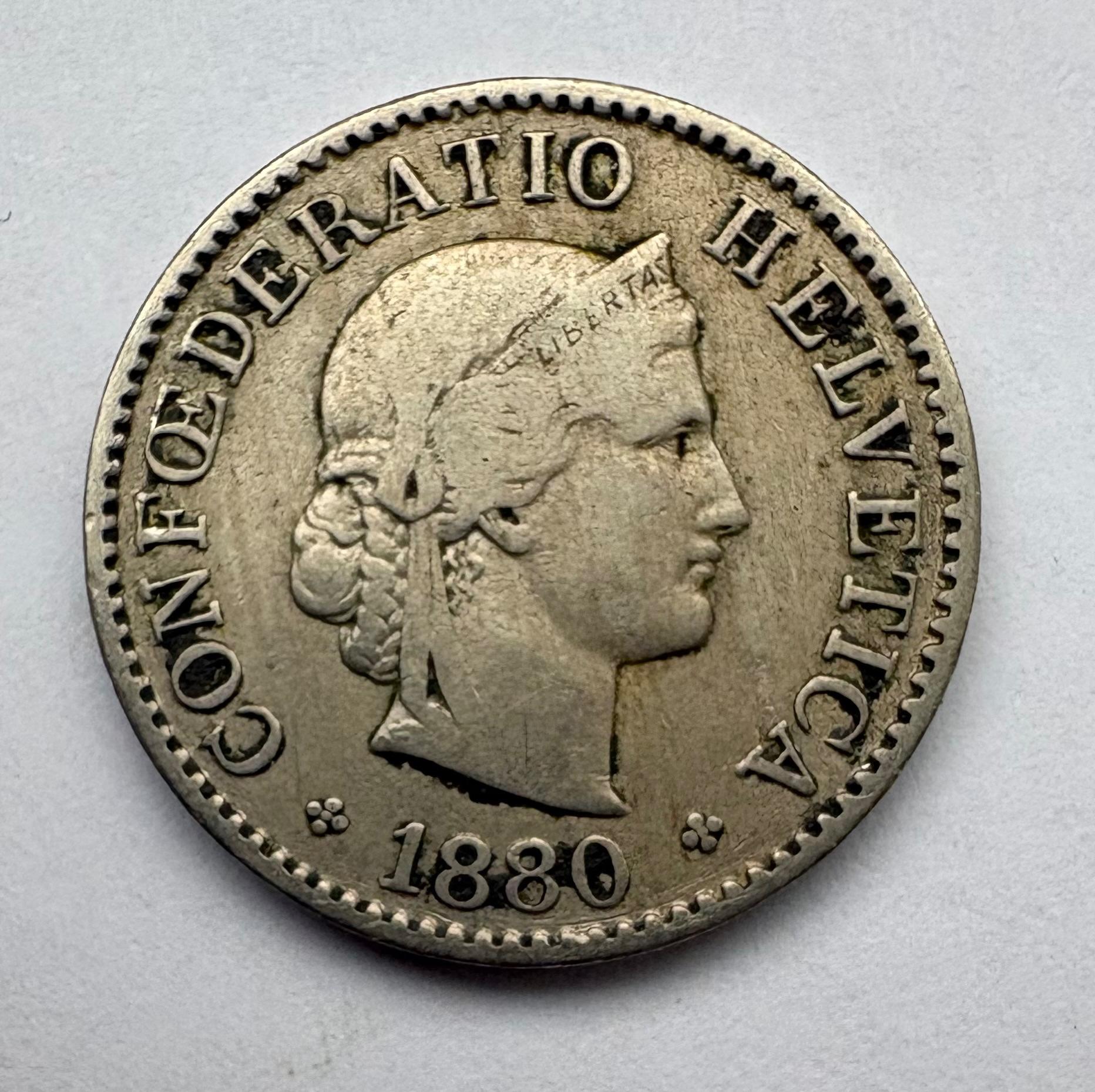 Šveicarija 5 rapen 1880