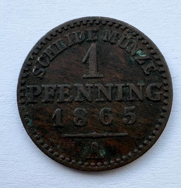 Vokietija 1 pf 1865