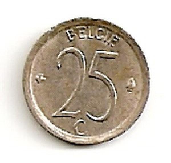 Belgija. 25 santimai ( 1966; F ) XF