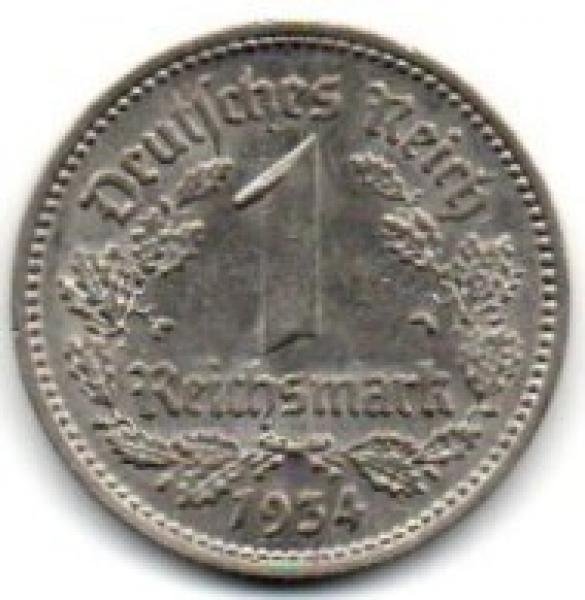 Vokietija. 1 markė ( 1934; J ) XF