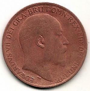 Anglija. 1 pensas ( 1902 ) VF