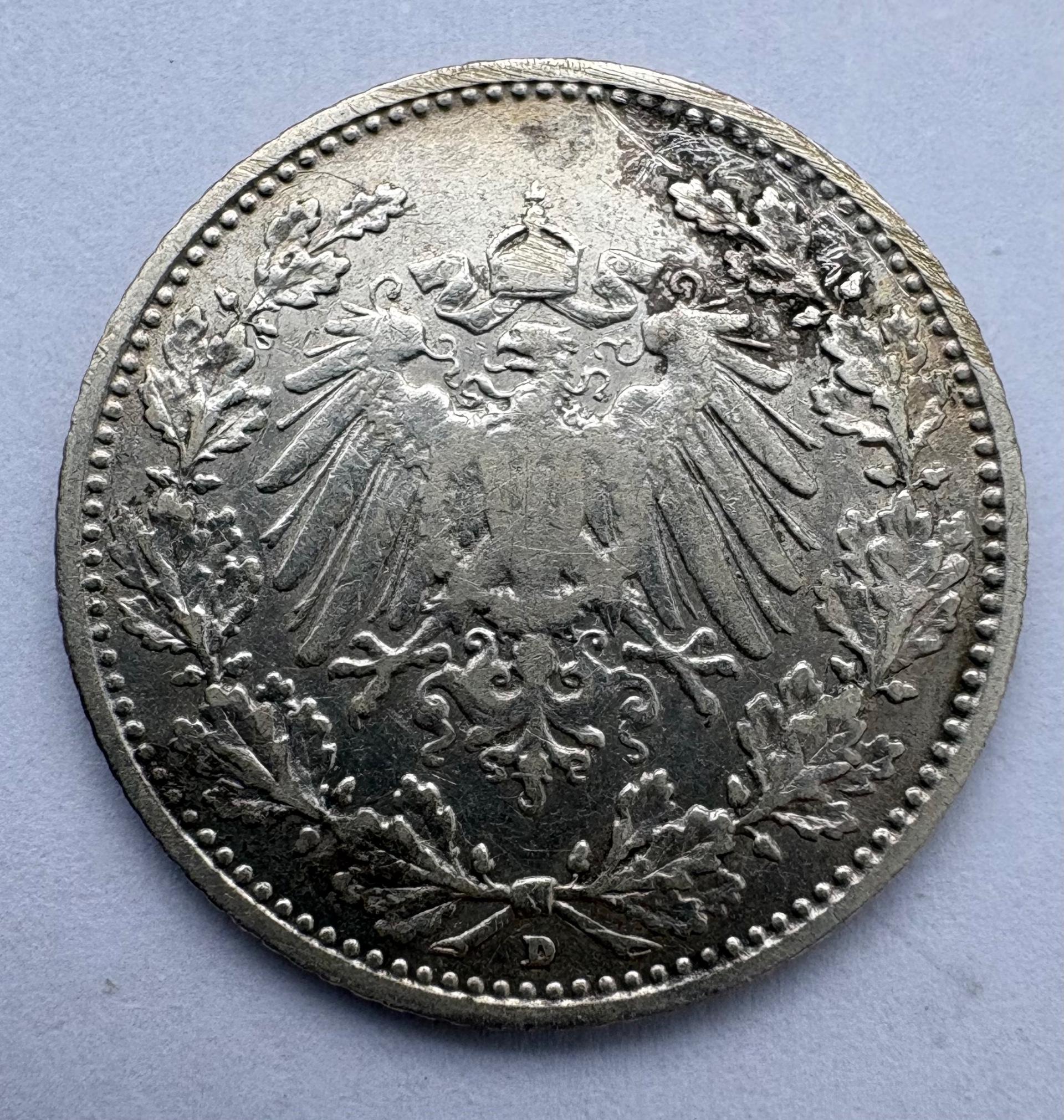 Vokietija 1/2 M 1906 D 