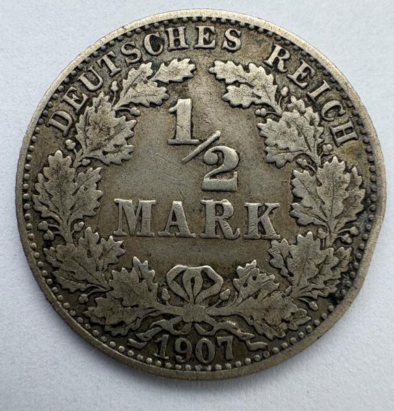 Vokietija 1/2 M 1907 J