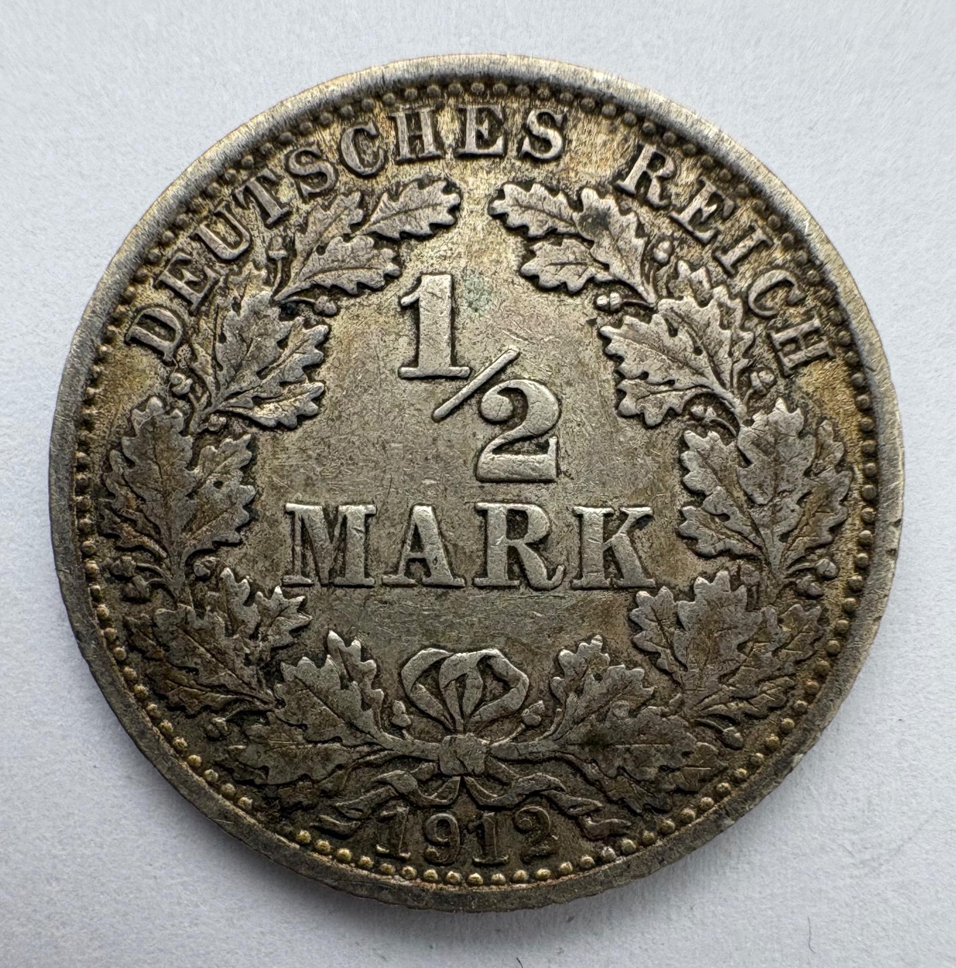 Vokietija 1/2 M 1912 A