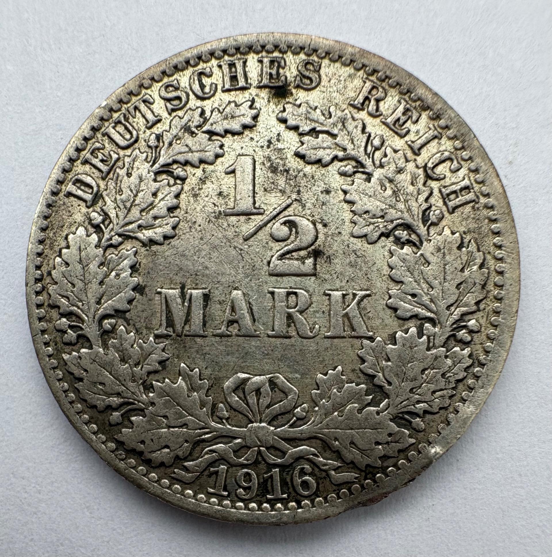 Vokietija 1/2 M 1916 A