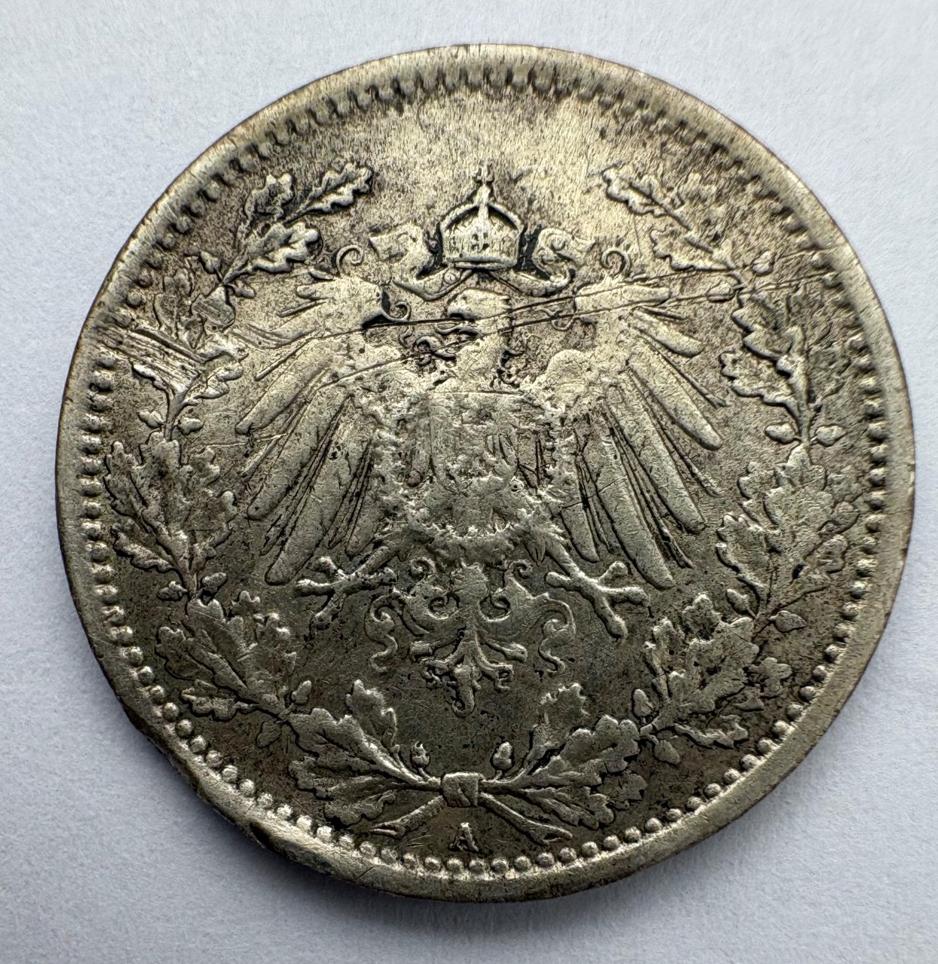 Vokietija 1/2 M 1916 A