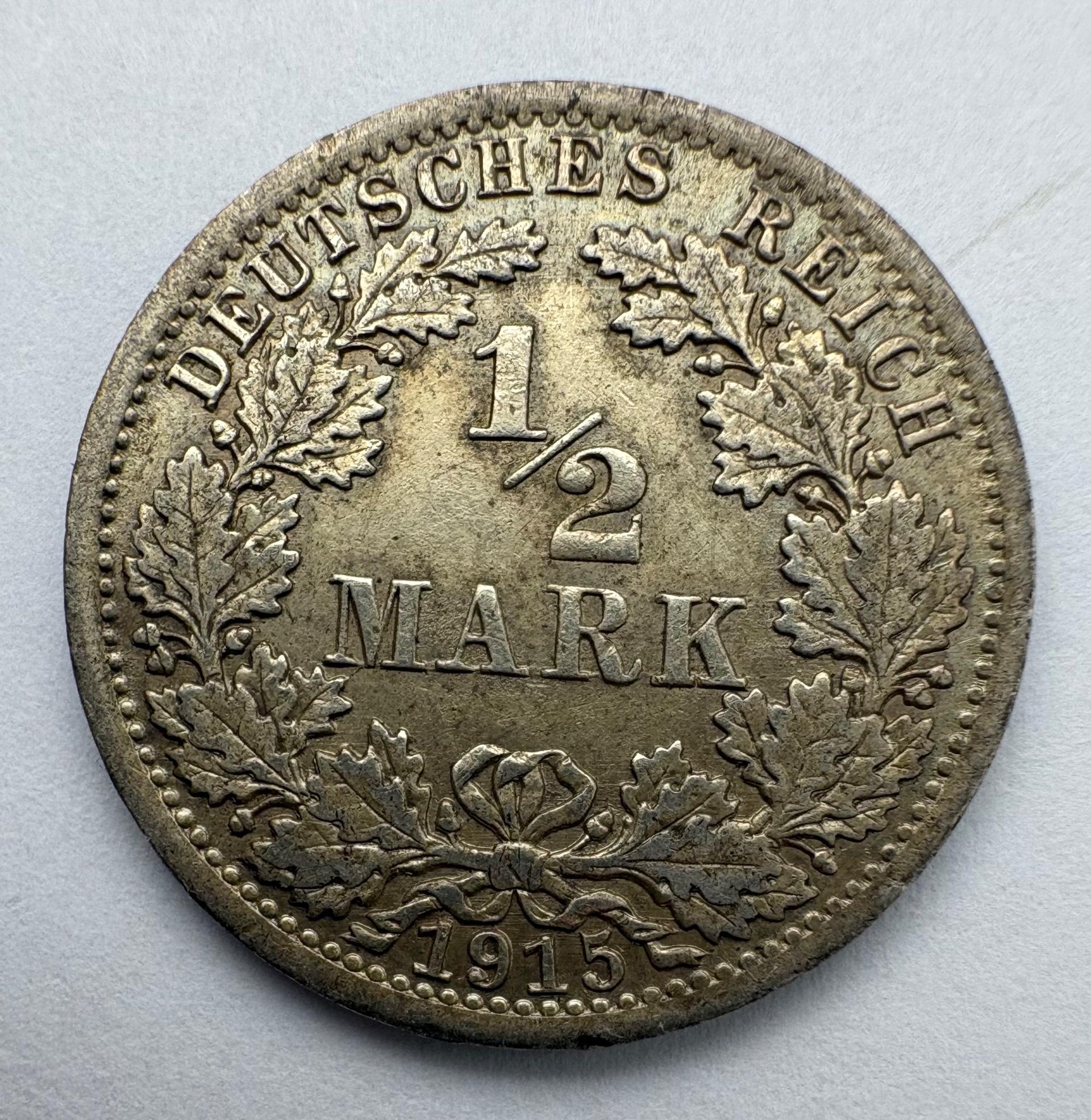 Vokietija 1/2 M 1915 A