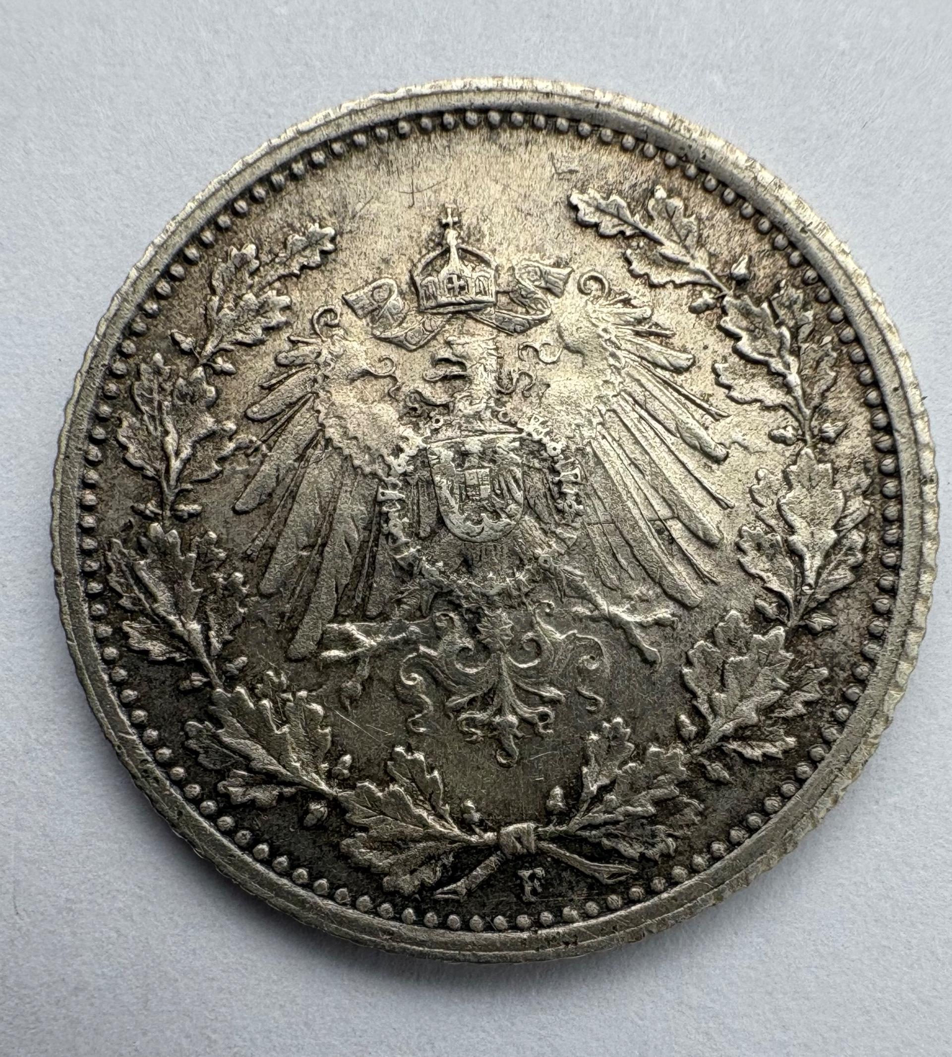 Vokietija 1/2 M 1915 F