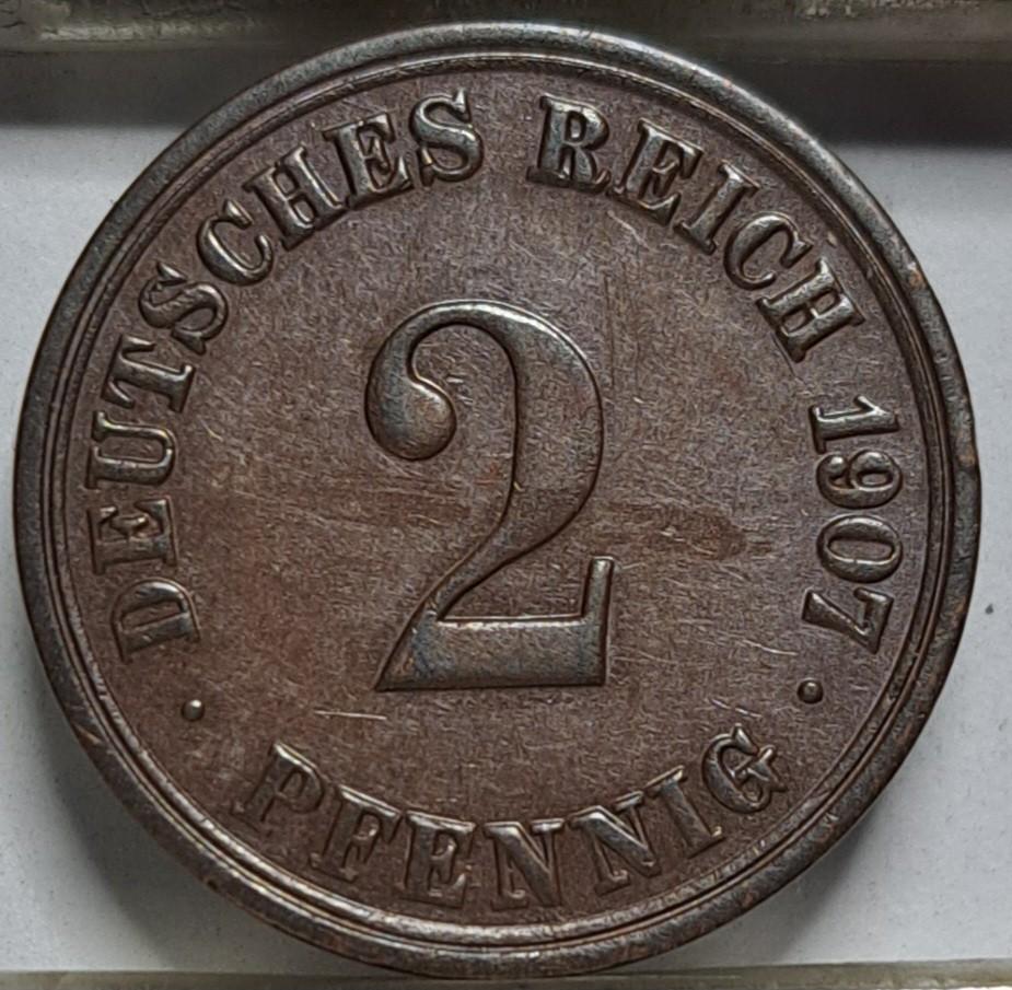 Vokietija 2 pfenigai A 1907 KM#16 (7474)