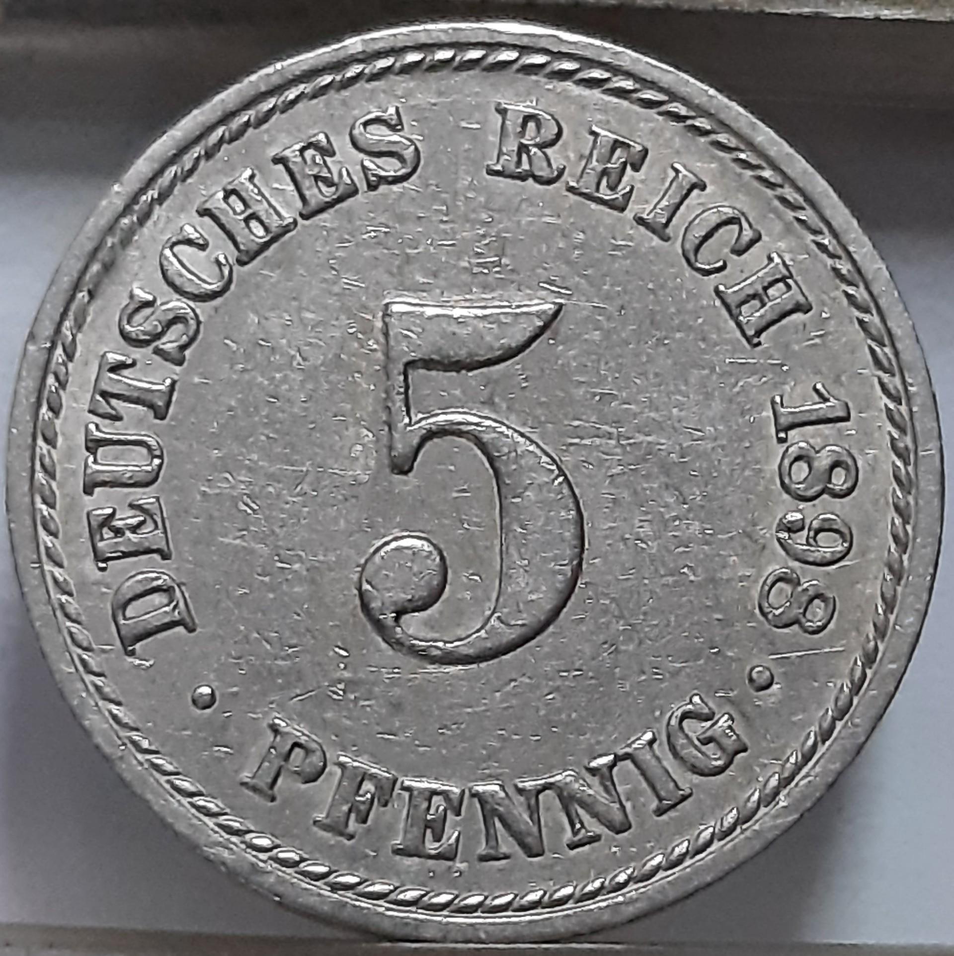 Vokietija 5 pfenigai A 1898 KM#11 (7466)