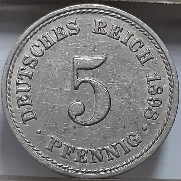Vokietija 5 pfenigai A 1898 KM#11 (7466)