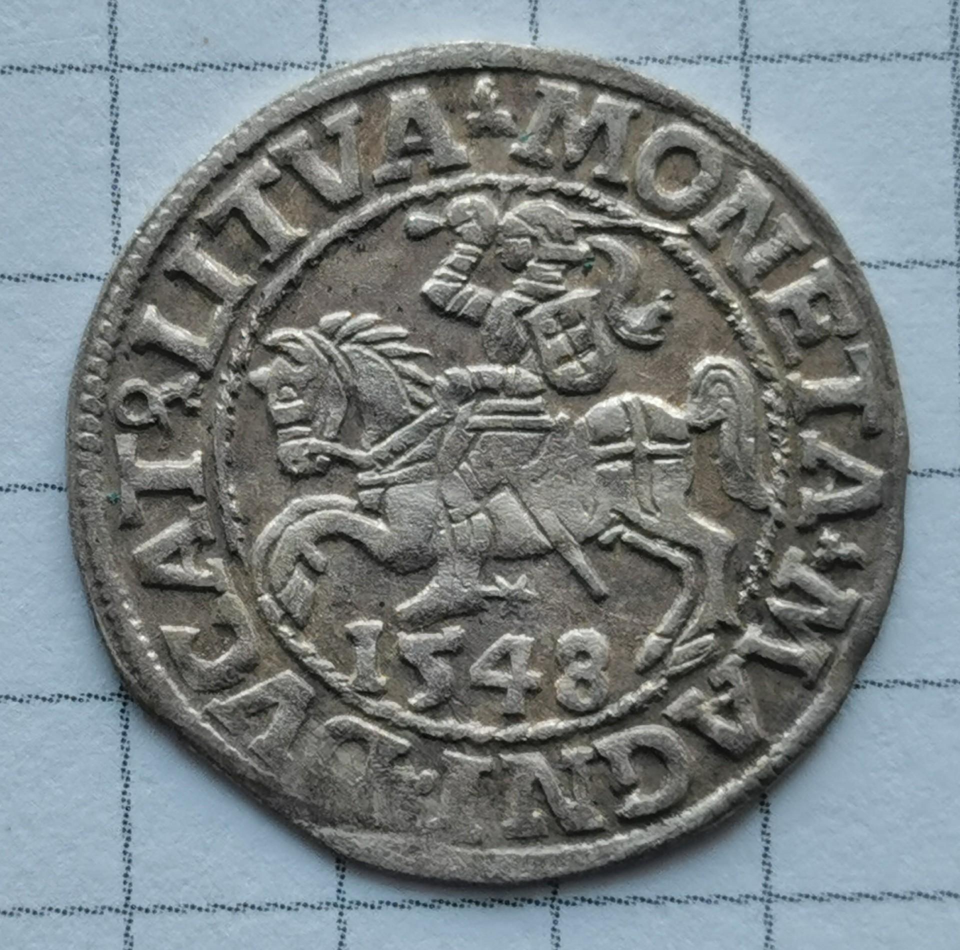 LDK Žygimantas Augustas, 1/2 grašio (pusgrašis) 1548 m., Vilnius 