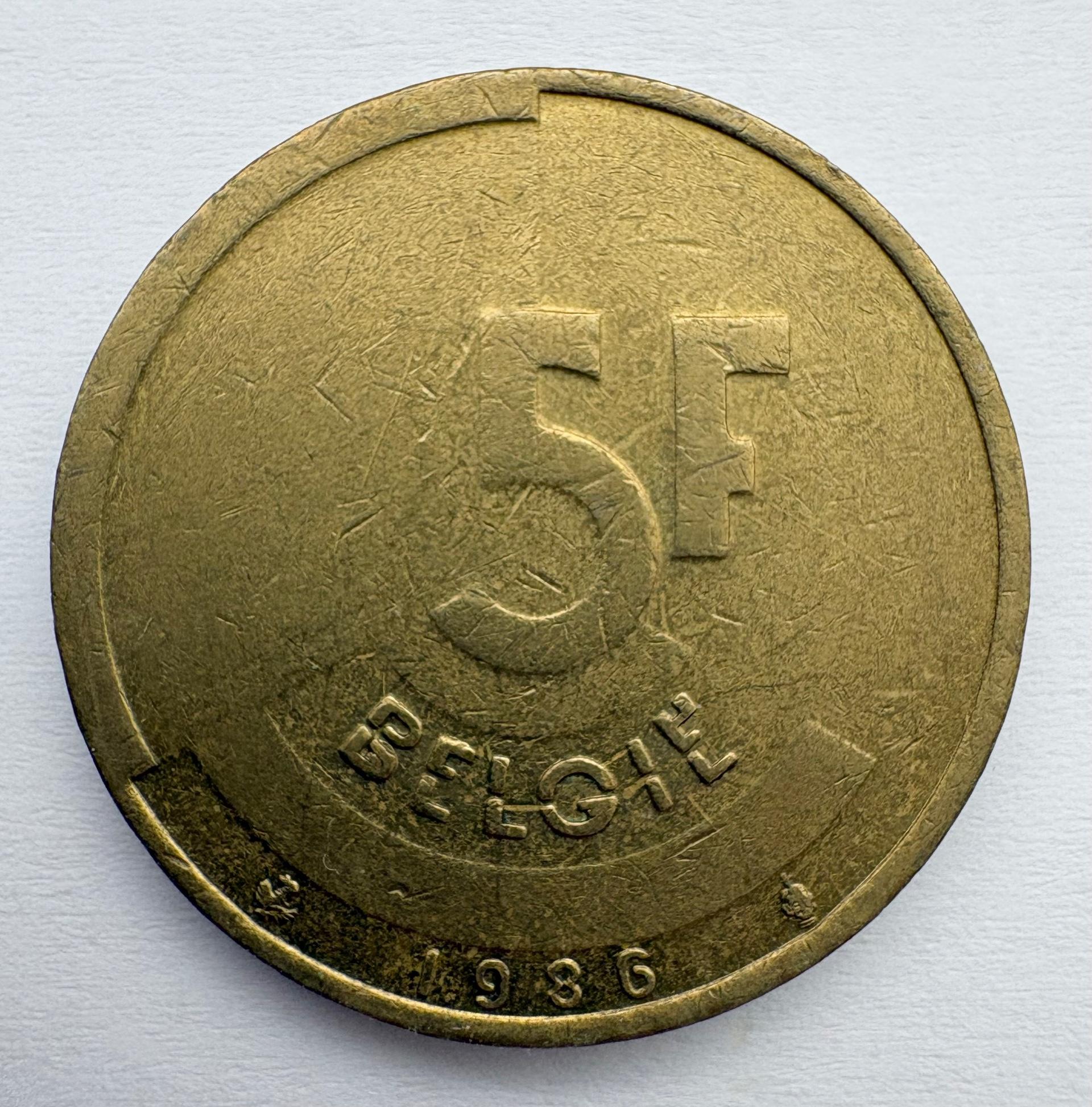 Belgija 5 Fr 1986