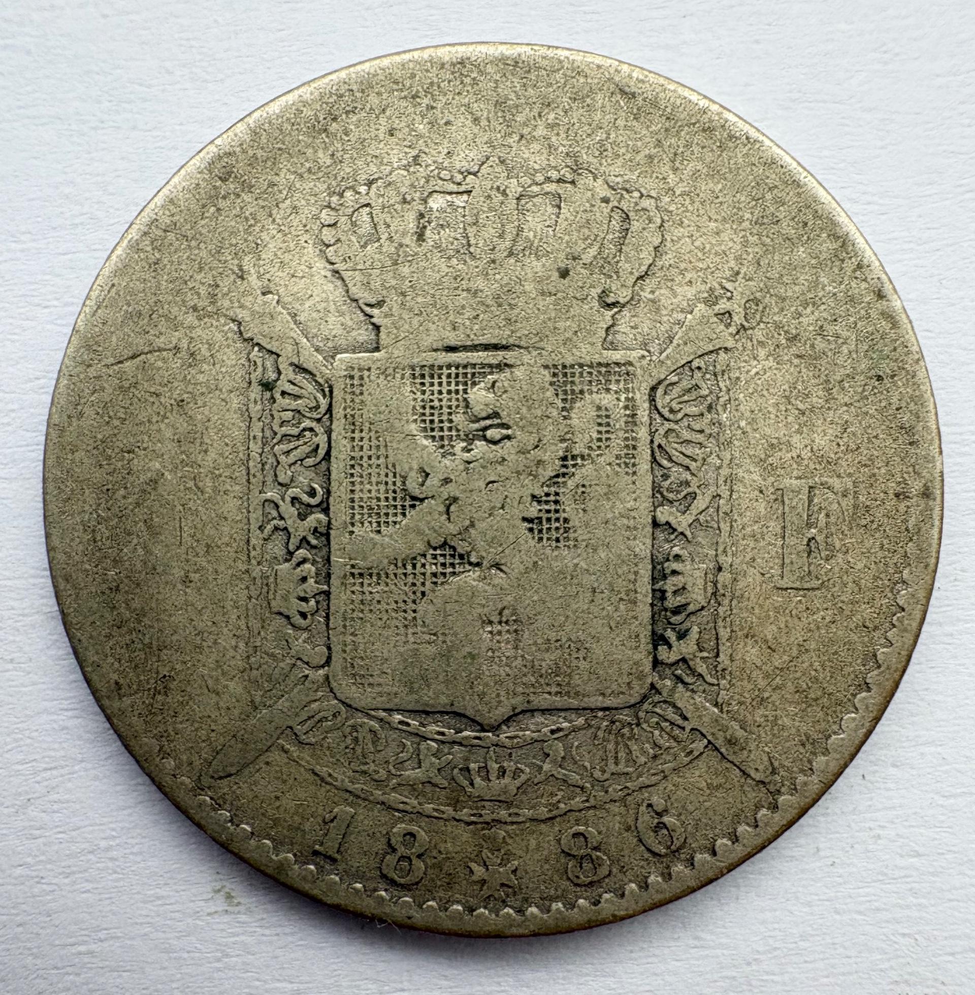 Belgija 1 Fr 1886 sidabras 
