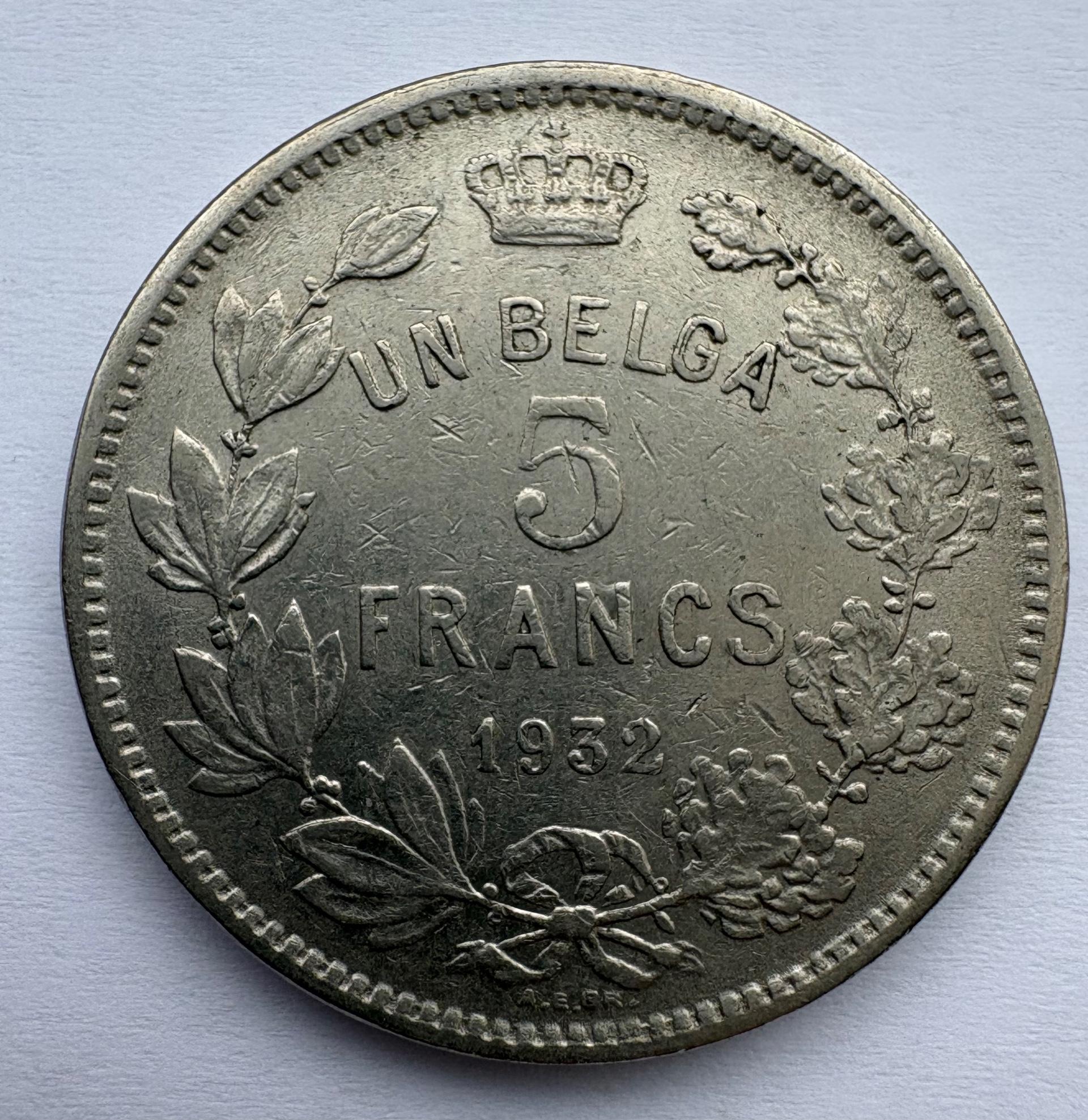 Belgija 5 Fr 1932