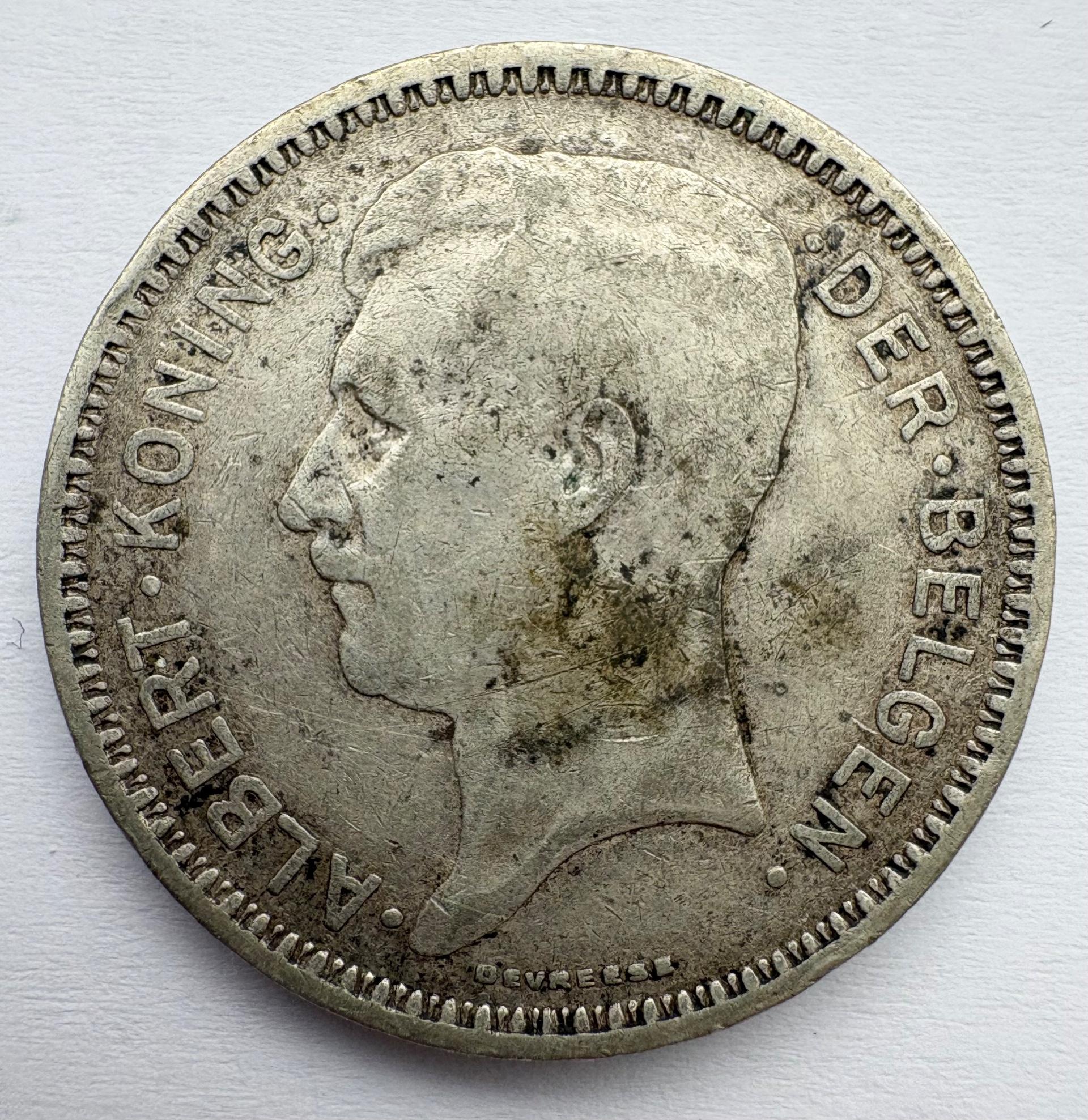 Belgija 20 Fr 1934 sidabras 