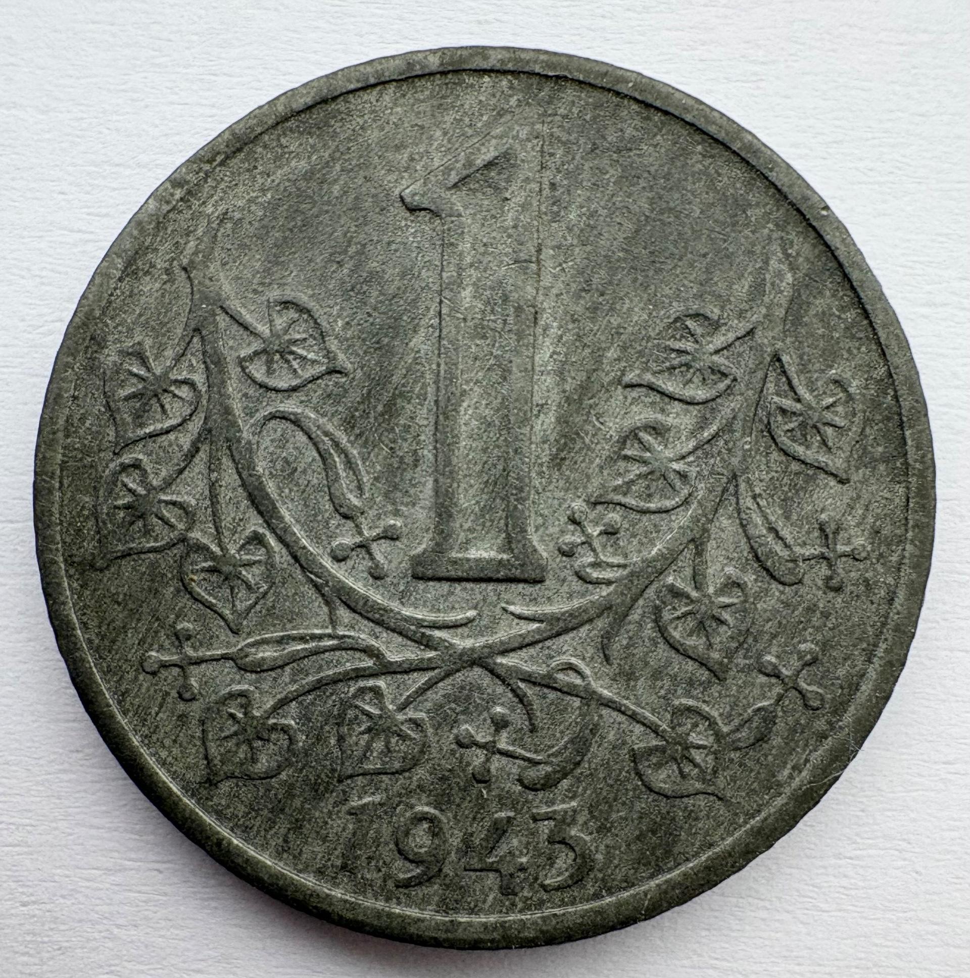 Bohemia ir Moravia 1 krona 1943 reta
