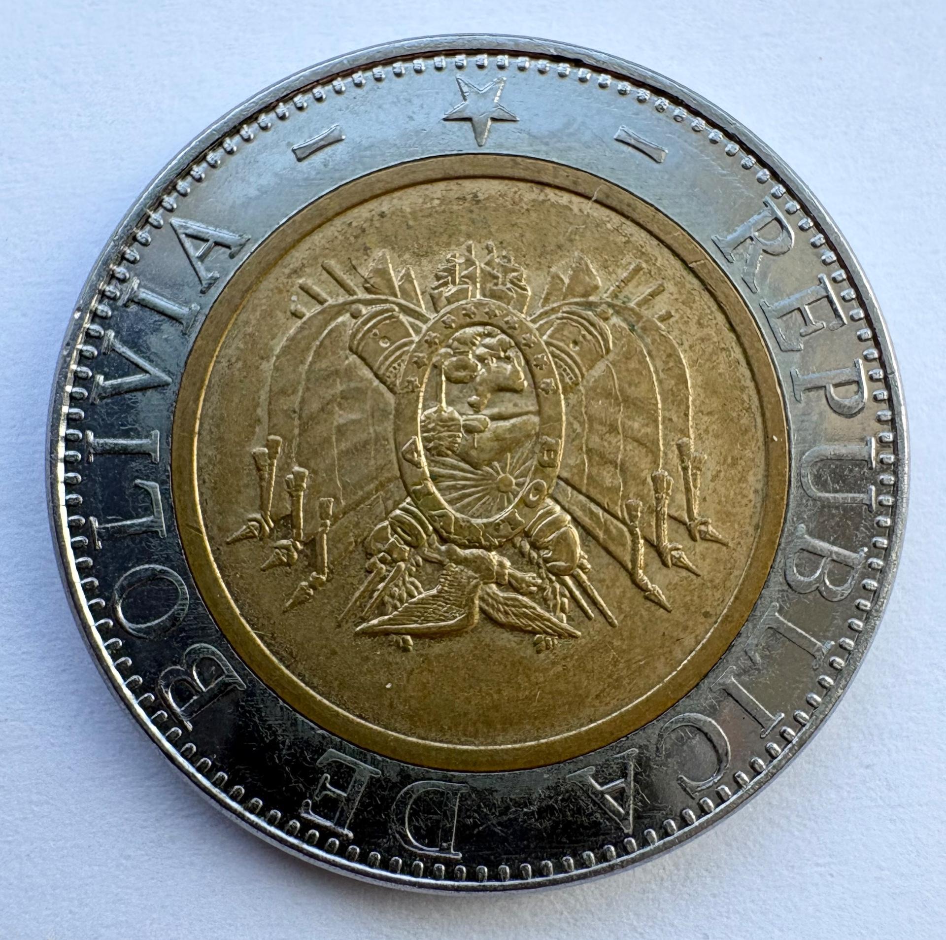 Bolivija 5 bolivarai 2001