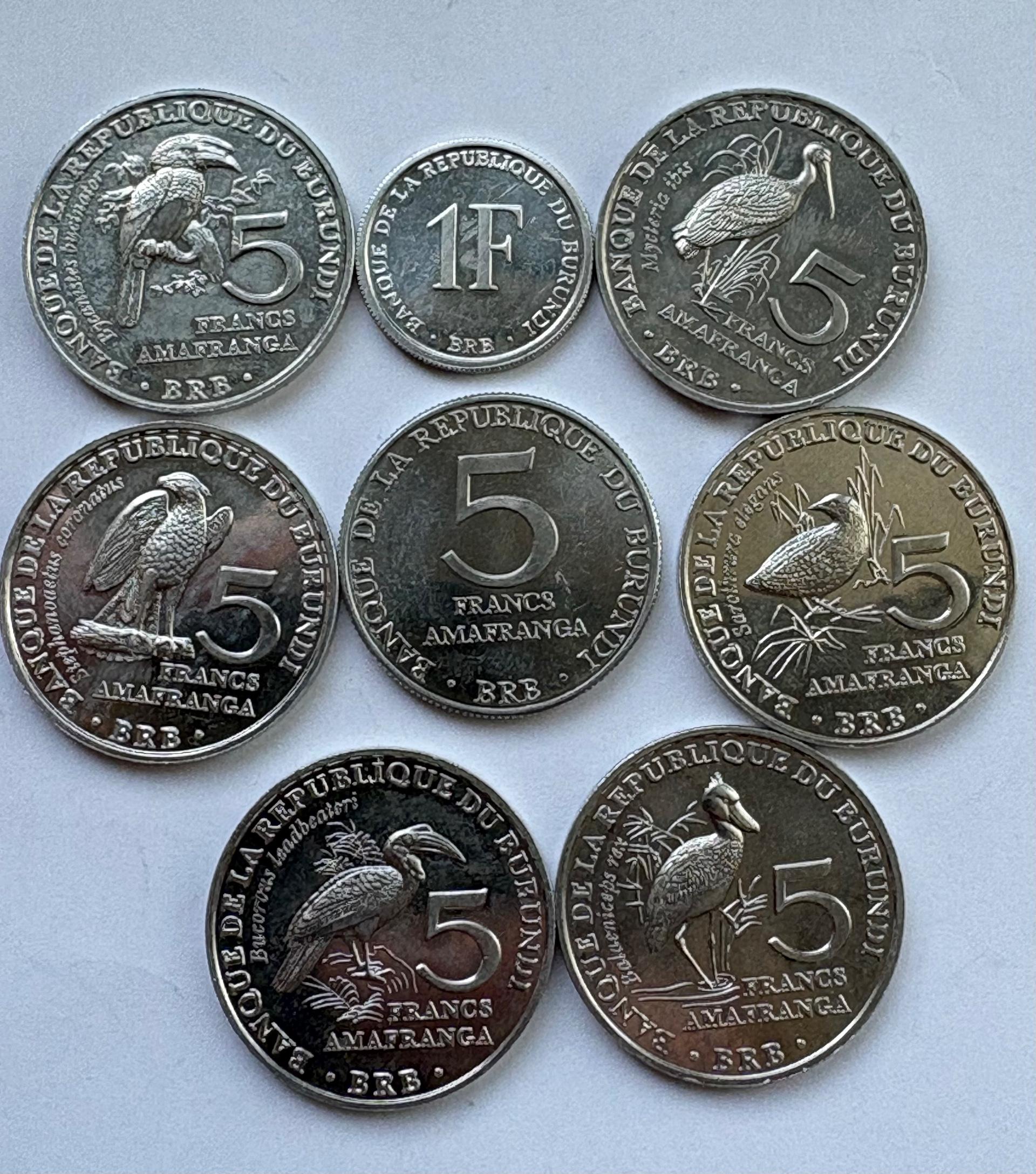 Burundis 1-5 fr 8 monetos