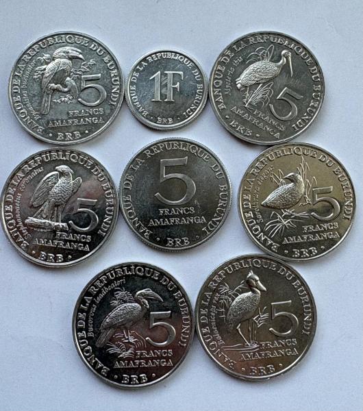 Burundis 1-5 fr 8 monetos