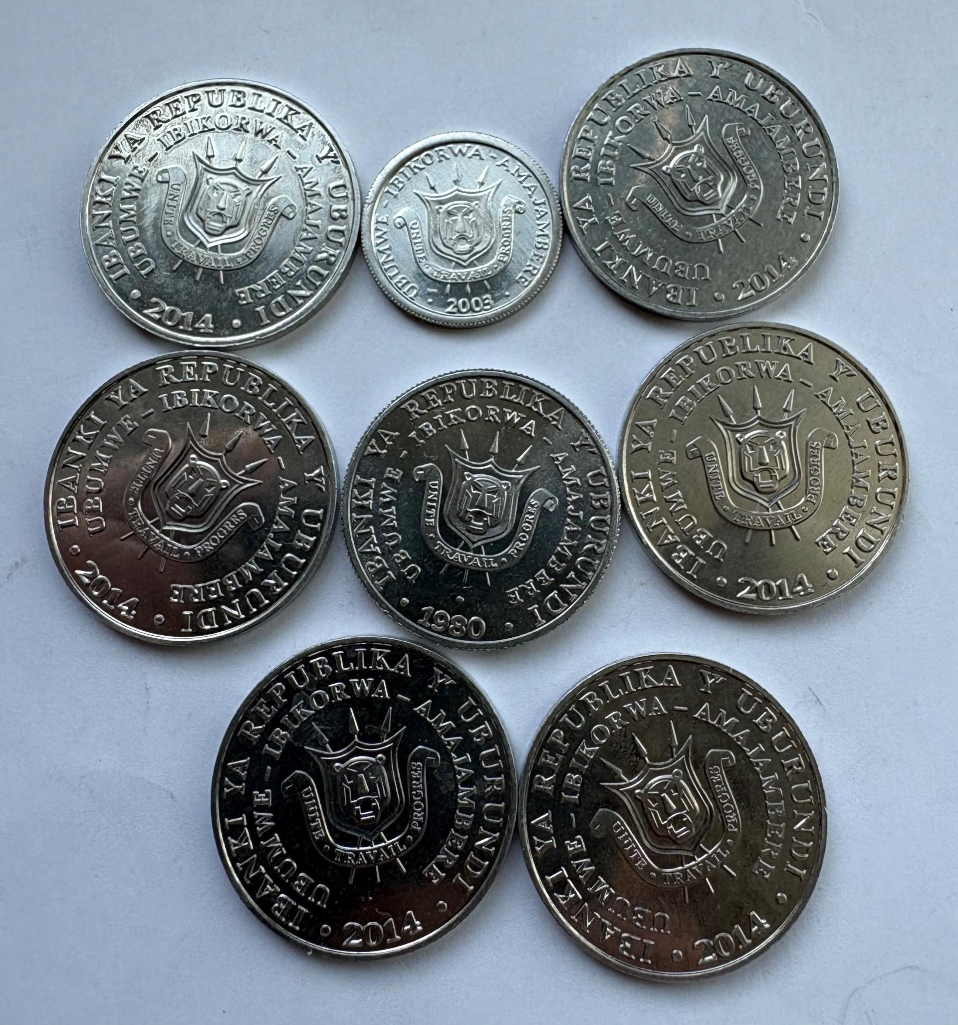 Burundis 1-5 fr 8 monetos