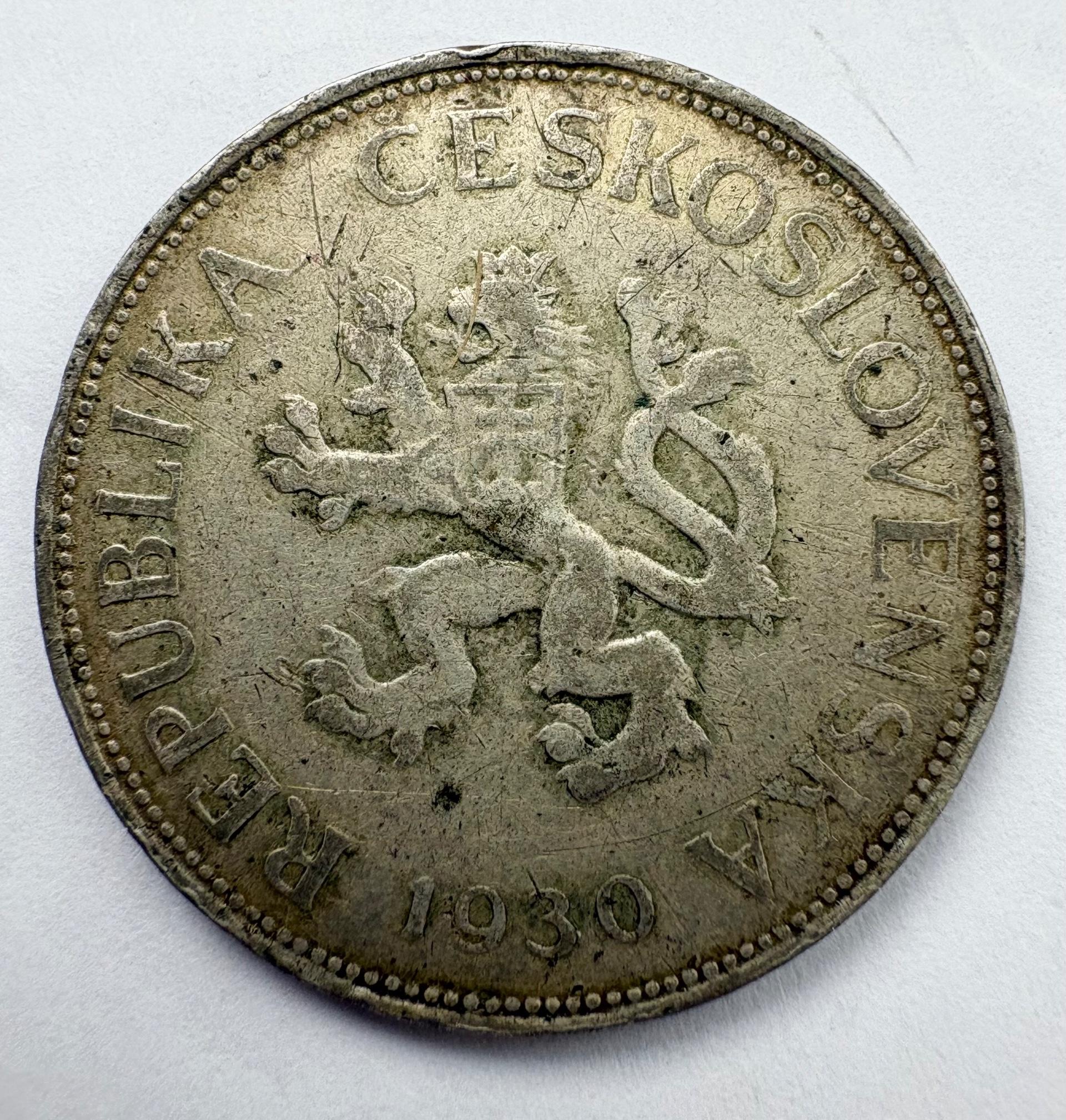 Čekoslovakija 5 kc 1930 sidabras