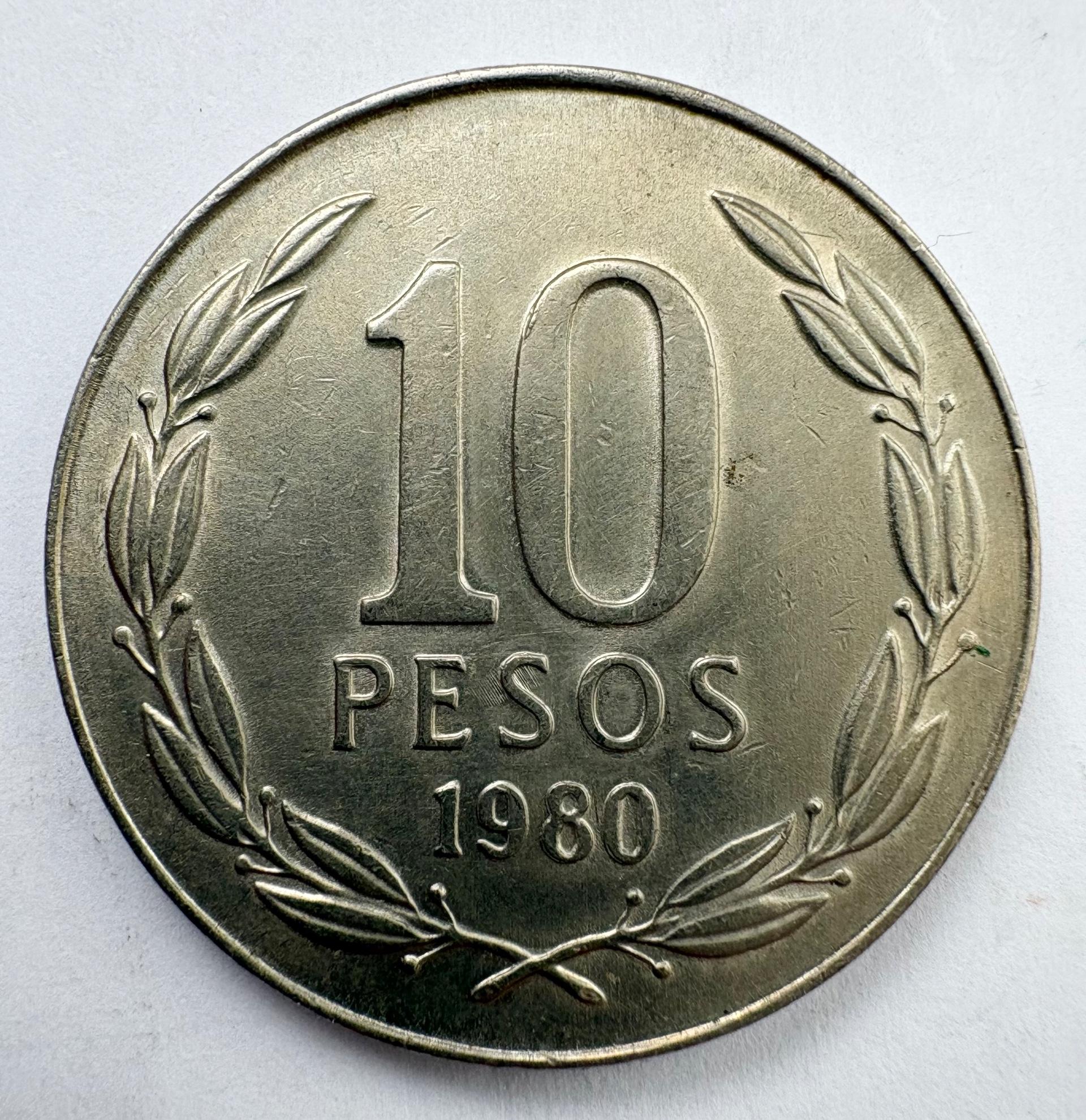 Čilė 10 pesų 1980